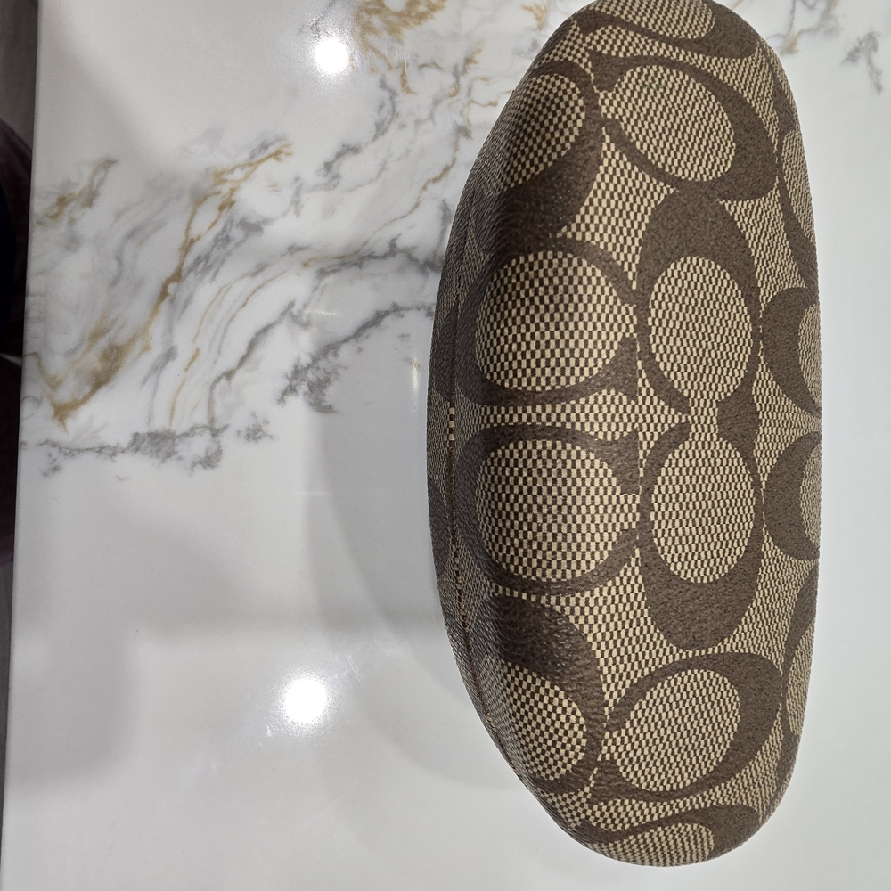 Coach Brown Patterned Glasses Case
